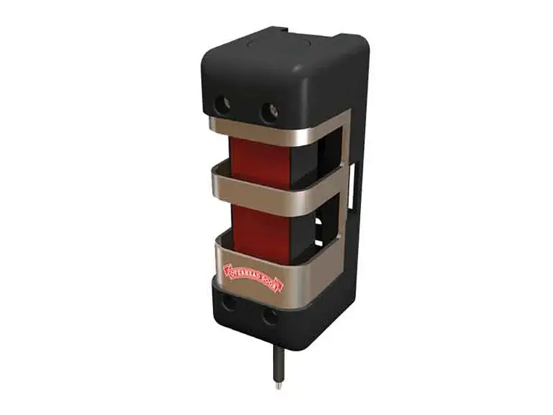 Photo eye safety sensor designed for commercial garage door systems, emphasizing safety and automatic reversal features.